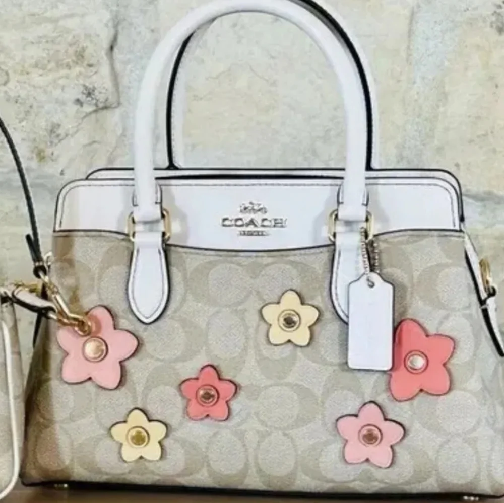 Coach NWT Signature Purse Bag + Crossby Strap Satchel Rare Floral Applique